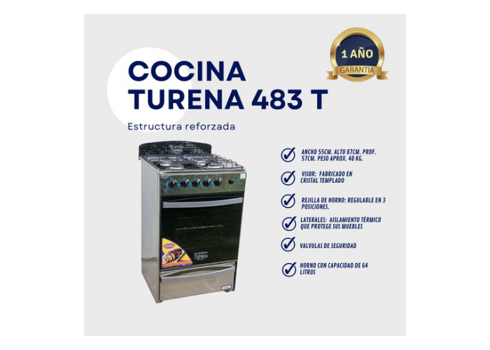 Cocina 4 h acero turena 483tvae g/n