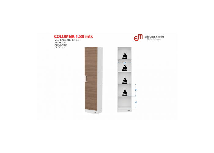 Organizador columna 1.80  1 puerta (1.81*0.40*0.31)