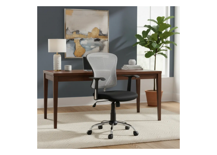 Silla oficina blanca c/base crom ob-s01