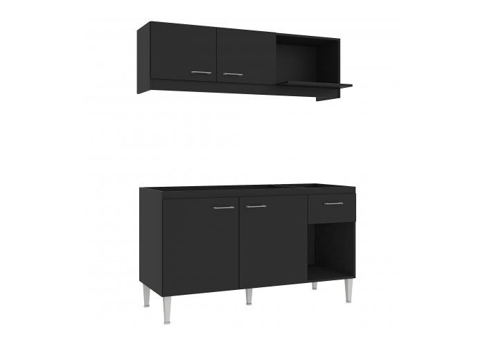 Combo alacena y bajomesada 1.40 negro felicci