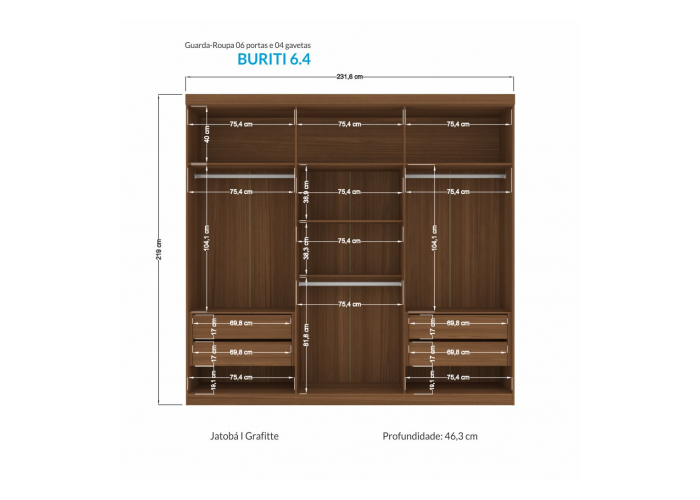 Ropero buruti 6 puertas (an2.30 x al2.19 x pr 46.3)