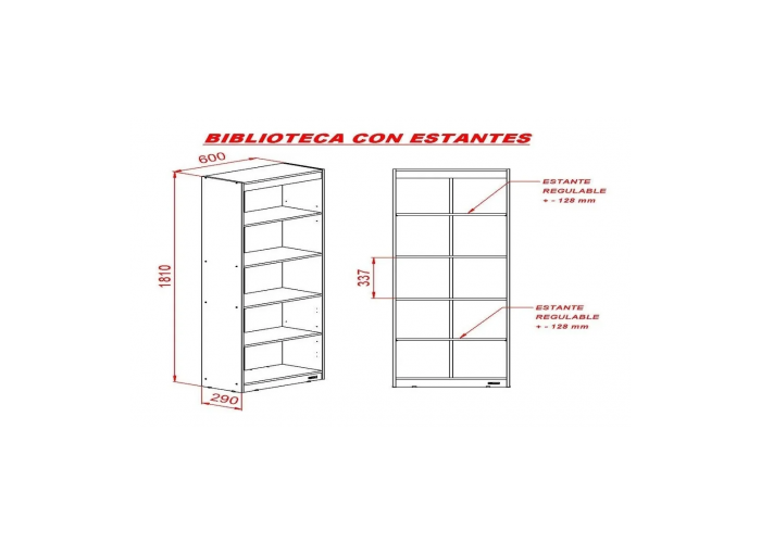Biblioteca con estantes linea express