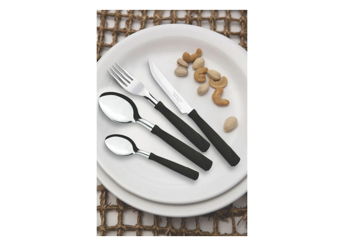 Juego cubiertos x24 new kolor negro mgo. pl