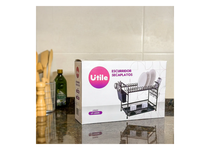 Escurridor de platos family alum ngro 2 niveles (21322)