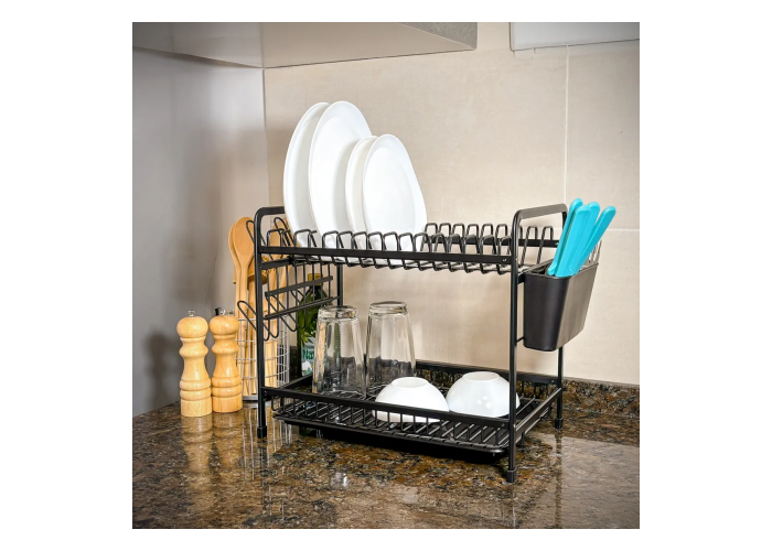Escurridor de platos family alum ngro 2 niveles (21322)