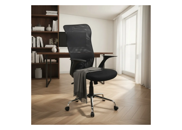 Sillon alto negro c/base crom ob-so2