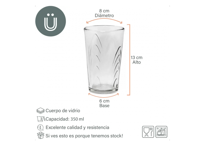 Six pack vaso coraline 350cc (17356)