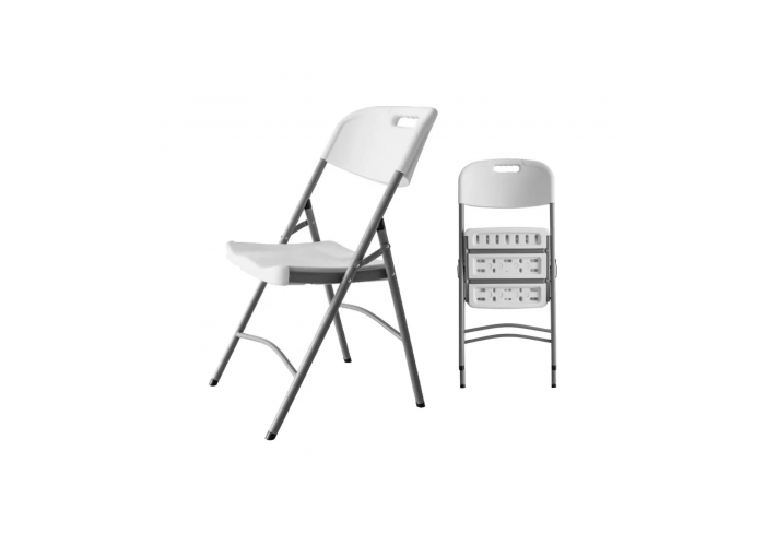 Silla plastica plegable utile estruc. acero
