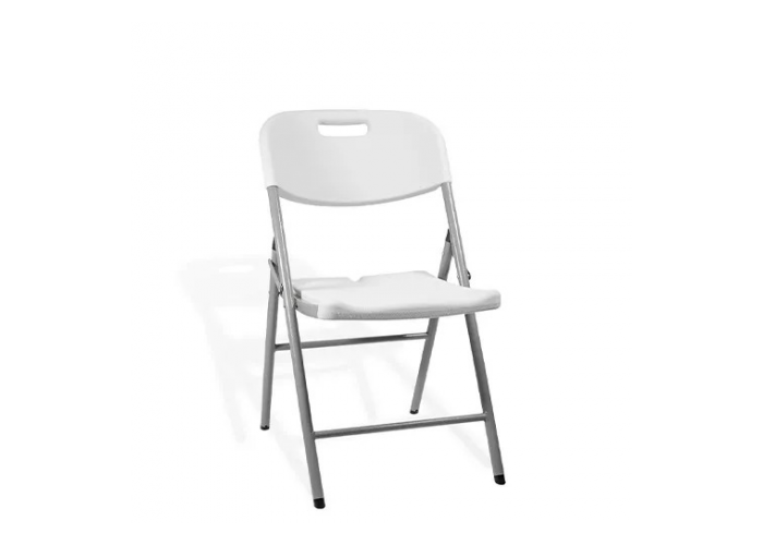 Silla plastica plegable utile estruc. acero