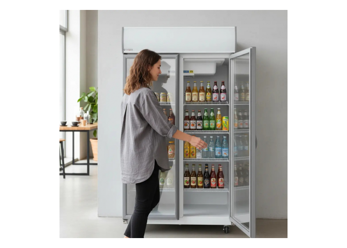 Exhibidora vert. doble puerta frider premium 940 lts