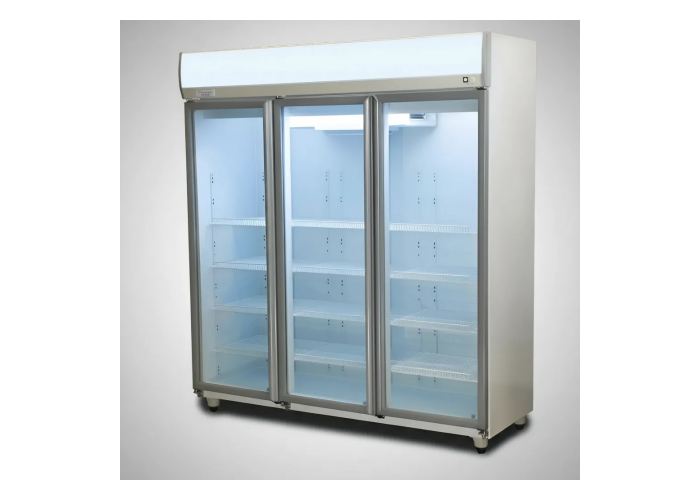 Exhibidora vertical tres puertas frider prem 1350lts