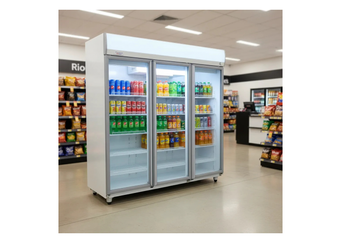 Exhibidora vertical tres puertas frider prem 1350lts