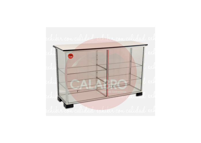 Mostrador vidrio con  mesada laminada- 1,50 mts